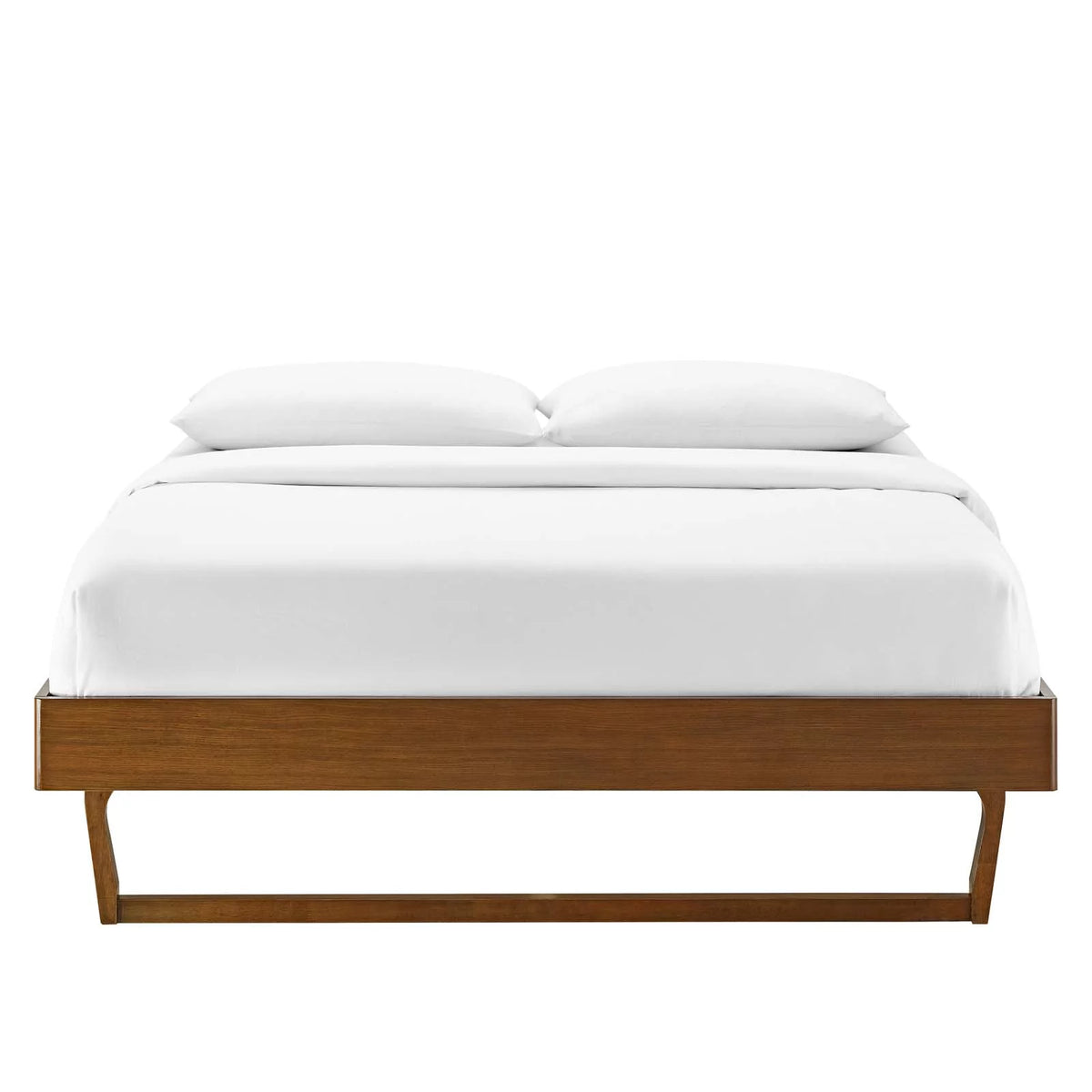 King Size Brown Walnut Wood Platform Bed Frame Z555131