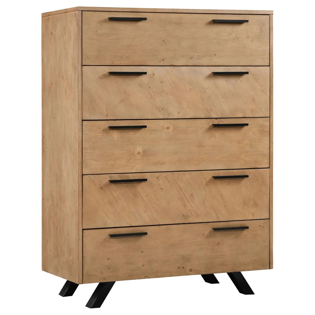 Light Honey Brown 5-drawer Rectangular Chest J731