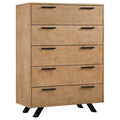 Light Honey Brown 5-drawer Rectangular Chest J731