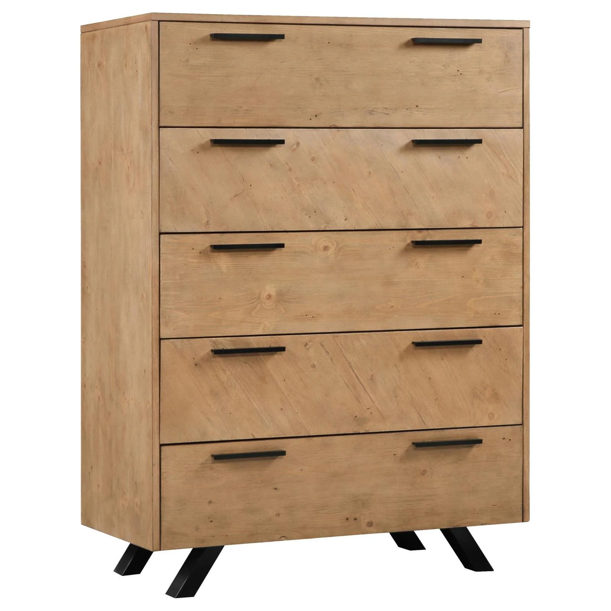 Light Honey Brown 5-drawer Rectangular Chest J731