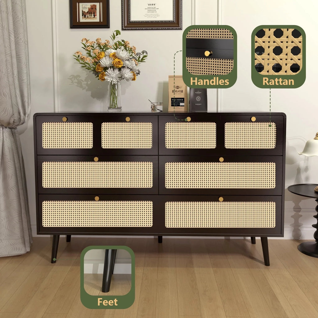White Wood 6 Drawer Dresser R8754