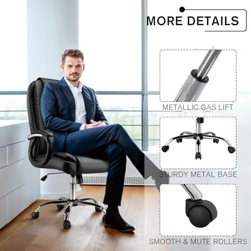 Black Height Adjustable PU Leather Ergonomic Office Chair R8503