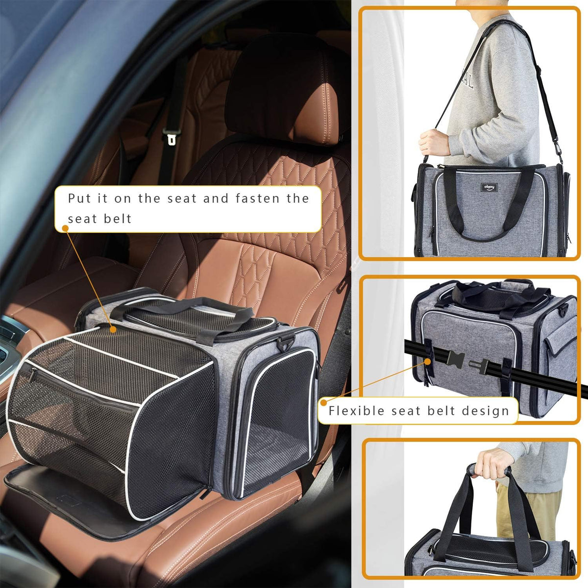 Airline Approved Soft Sided Expandable Collapsible Pet Carrier O6479