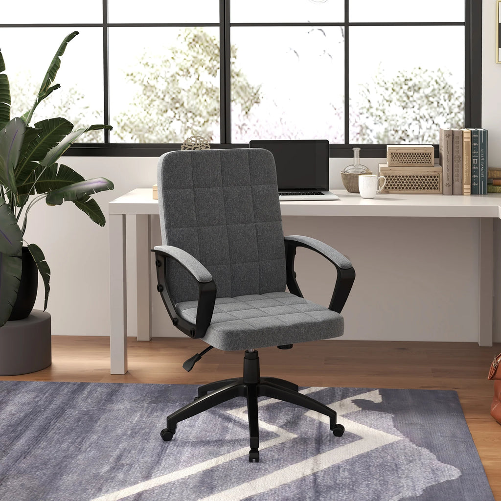 Gray Fluffy Home Office Chair with Adjustable Height Y947