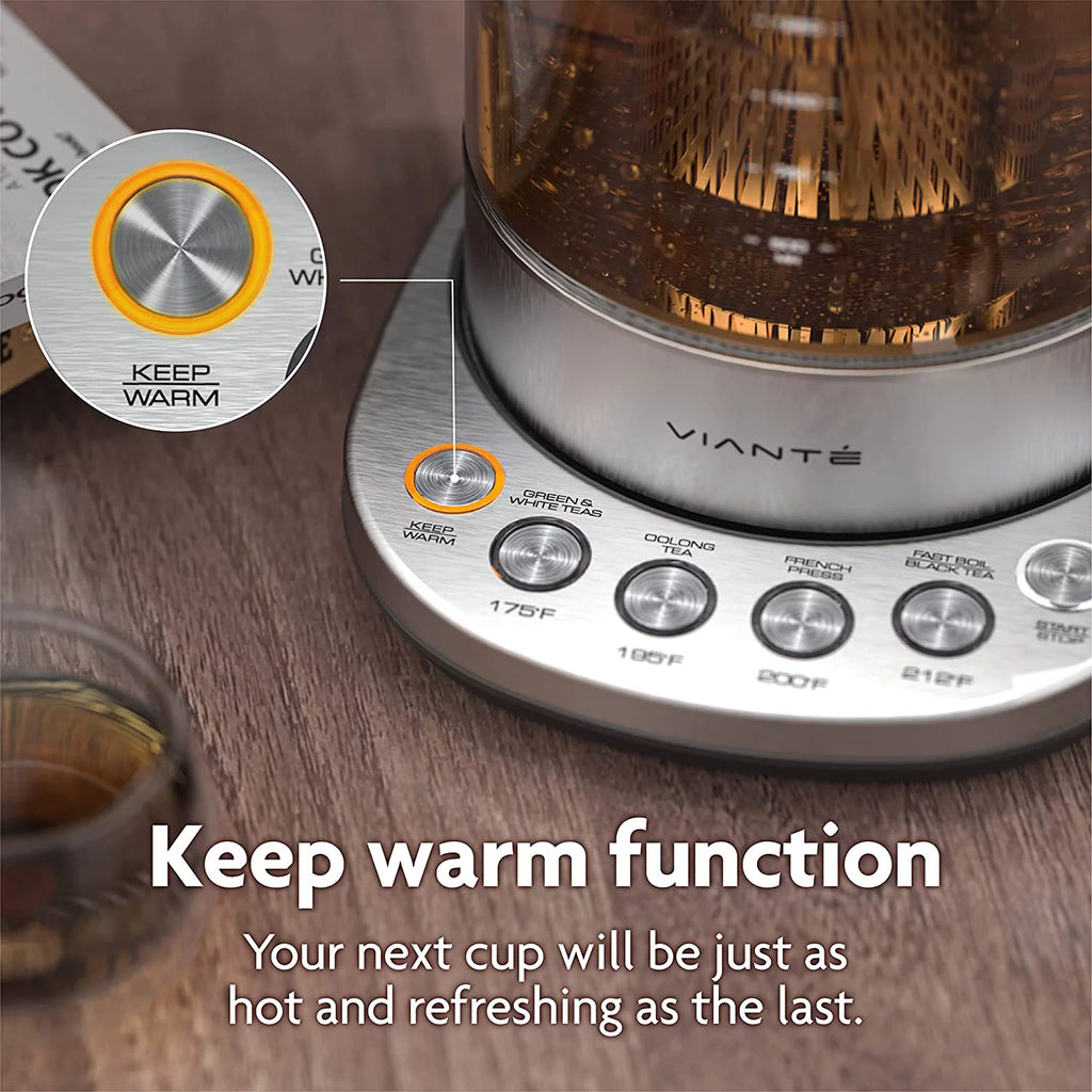 Electric Glass Kettle with Tea Infuser and Temperature Control R640