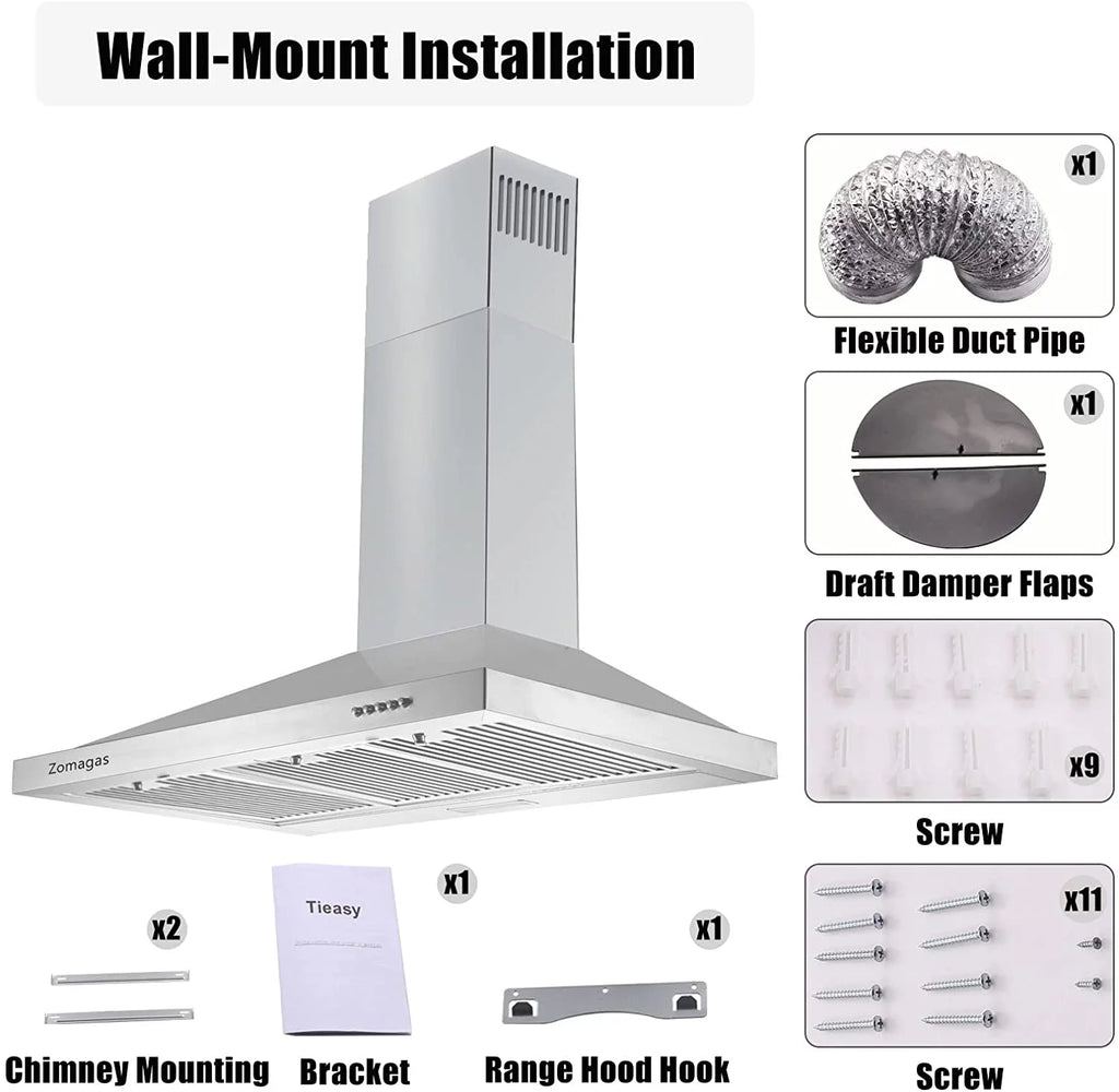 36-inch Wall Mount Stainless Steel Range Hood T6889