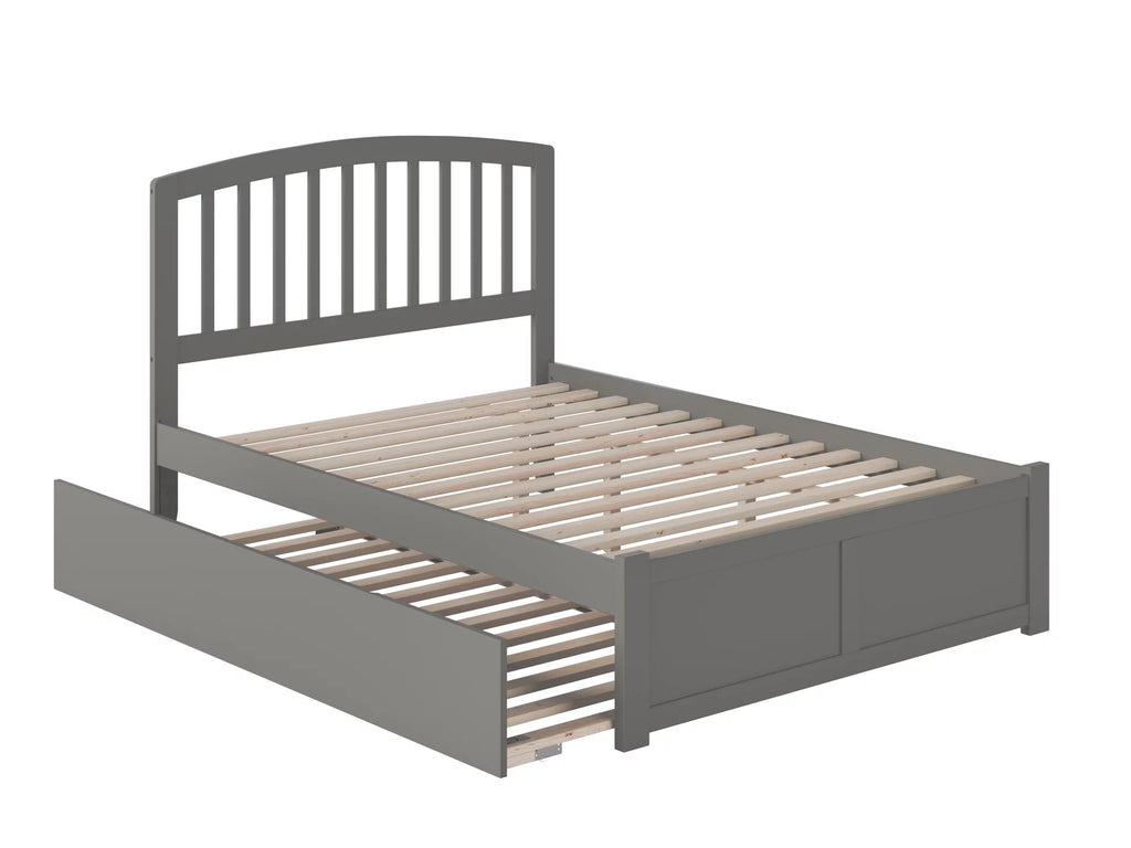 Grey Full Platform Bed with Twin Size Trundle Bed F416081