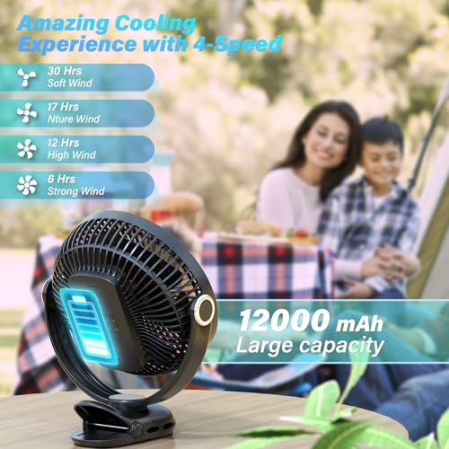 12000mAh 8in Rechargeable Portable Clip on Fan B94453