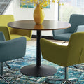Walnut and Black Round Dining Table S2324