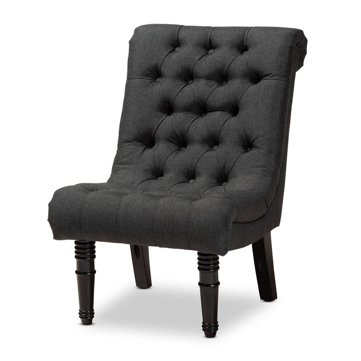 Grey Fabric Upholstered Wood Accent Chair Y537370