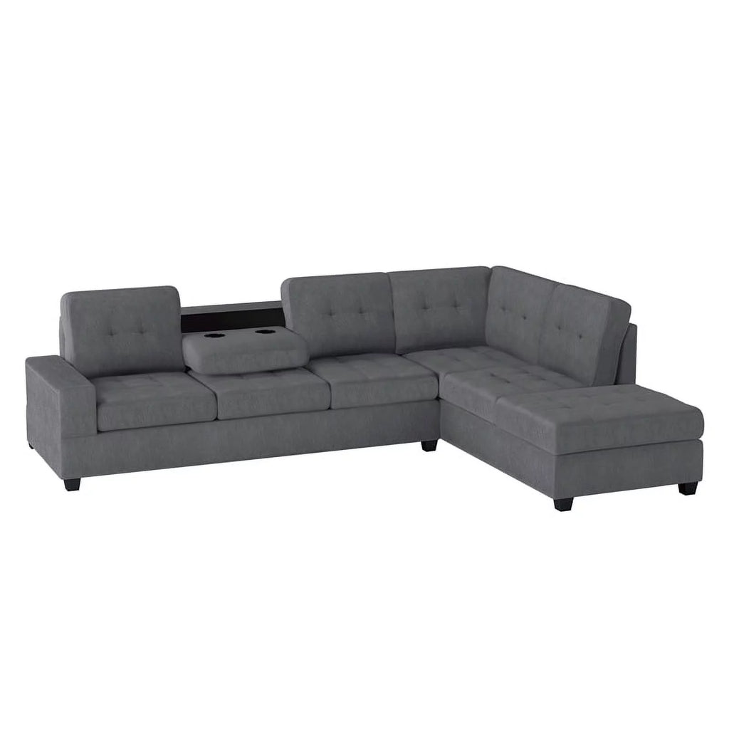 Dark Gray Microfiber Sectional Sofa U198684