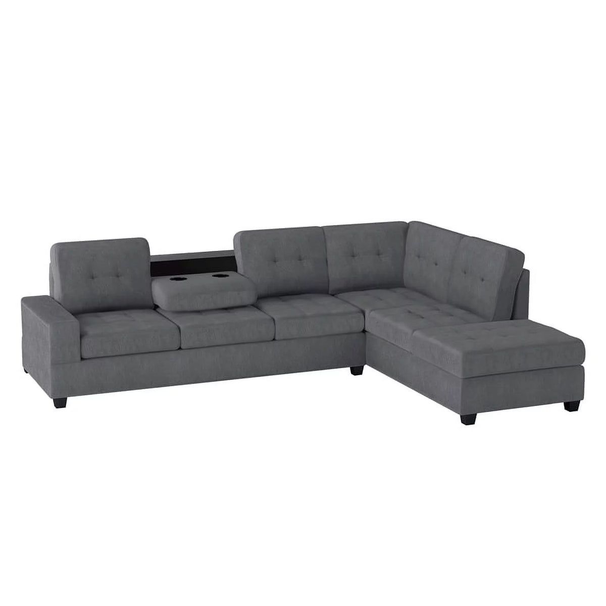 Dark Gray Microfiber Sectional Sofa U198684