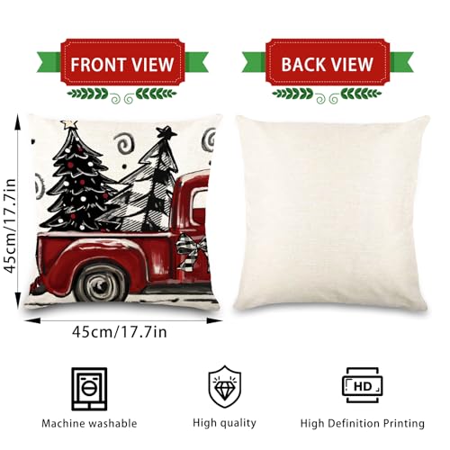 4pcs Christmas Pillow Covers 18x18 Inch Red Throw Case G676
