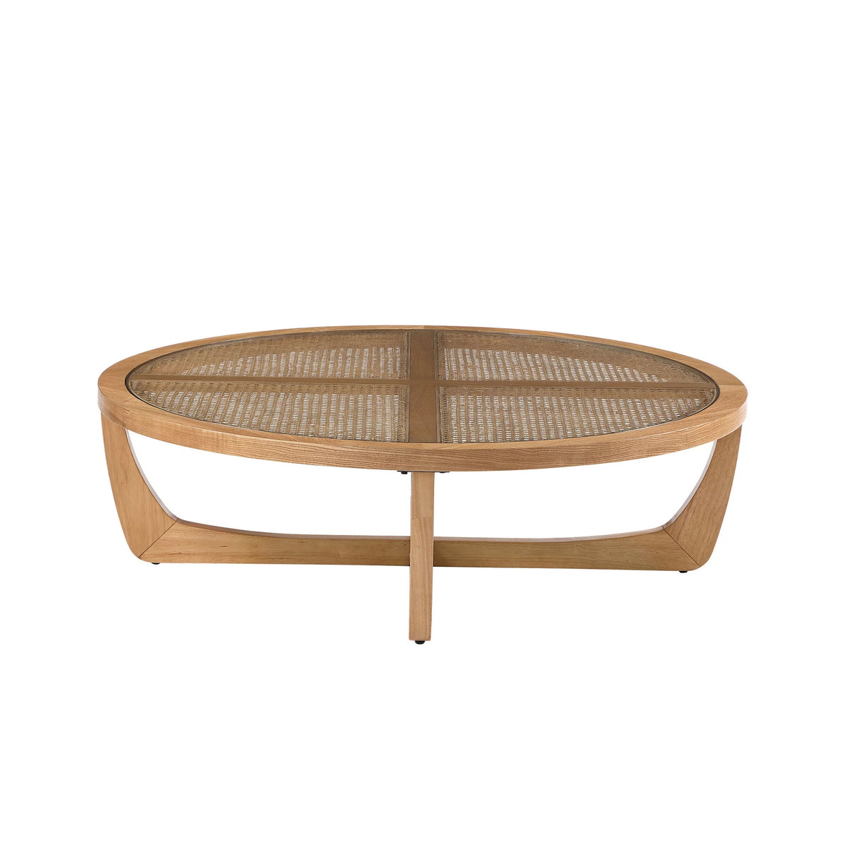 Rattan & Glass Coffee Table with Solid Wood Frame X5204