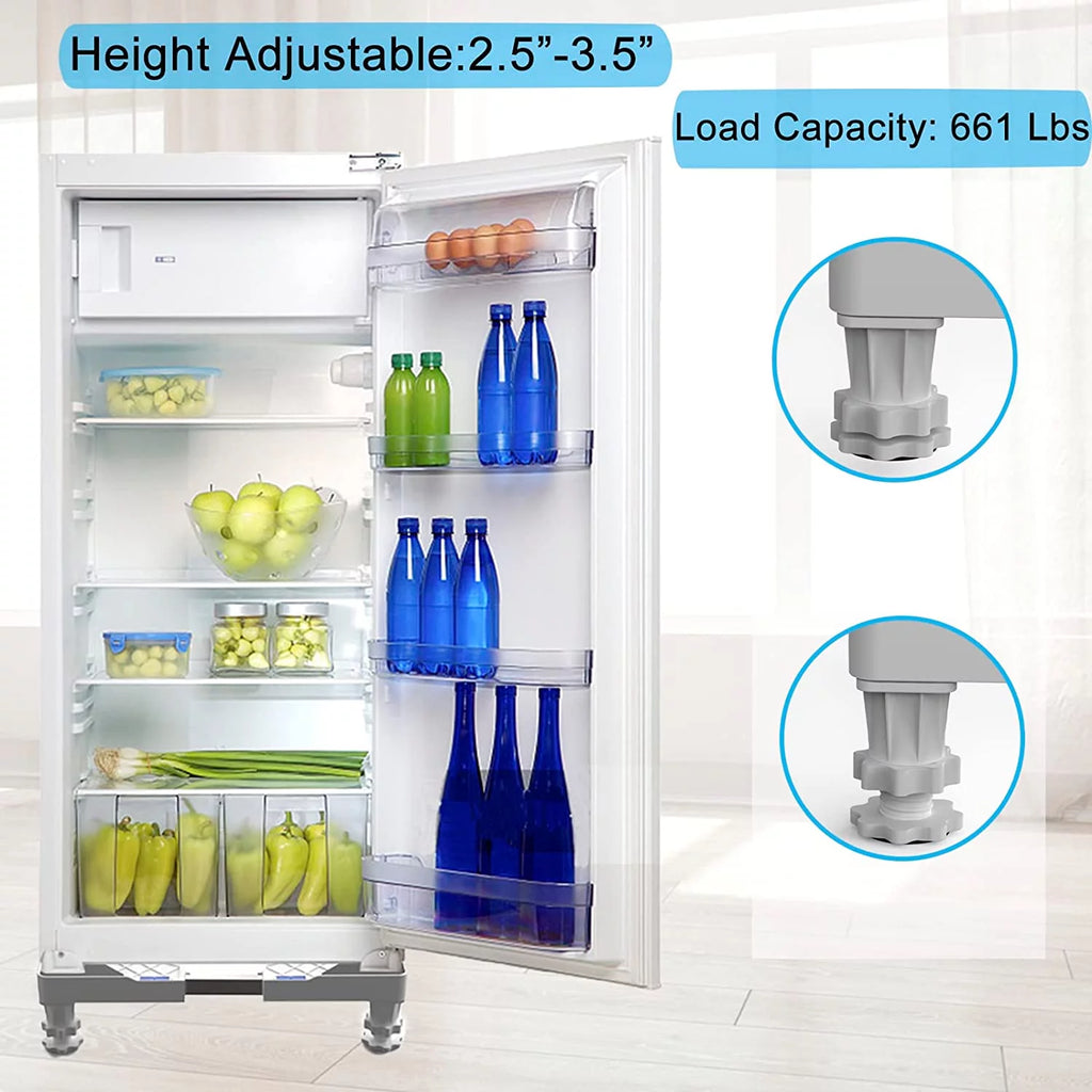 Adjustable Mini Fridge Stand with 4 Heavy Duty Feet White K839