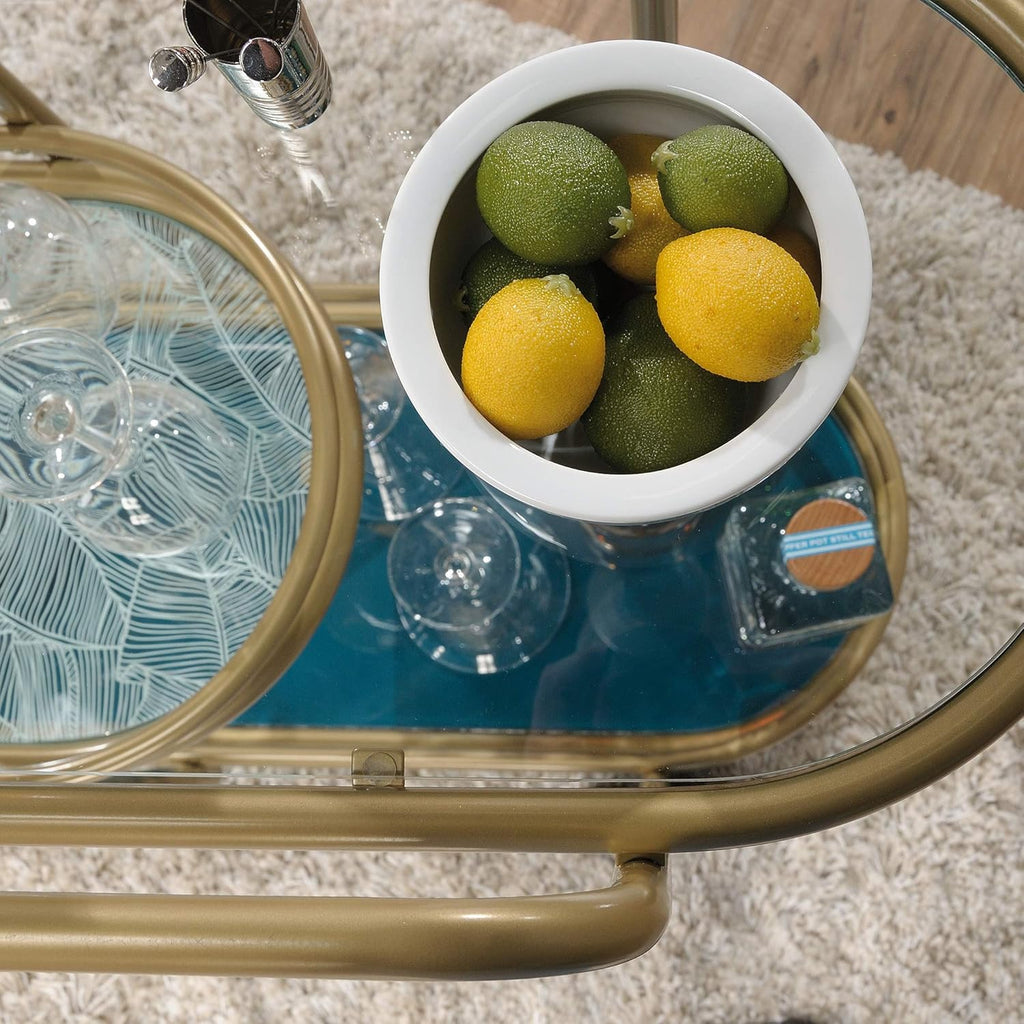 Bar Cart Satin Gold Finish I27876