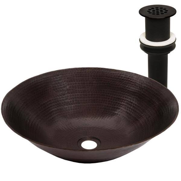 Copper Vessel Sink with Oil Rubbed Bronze Drain Z83672