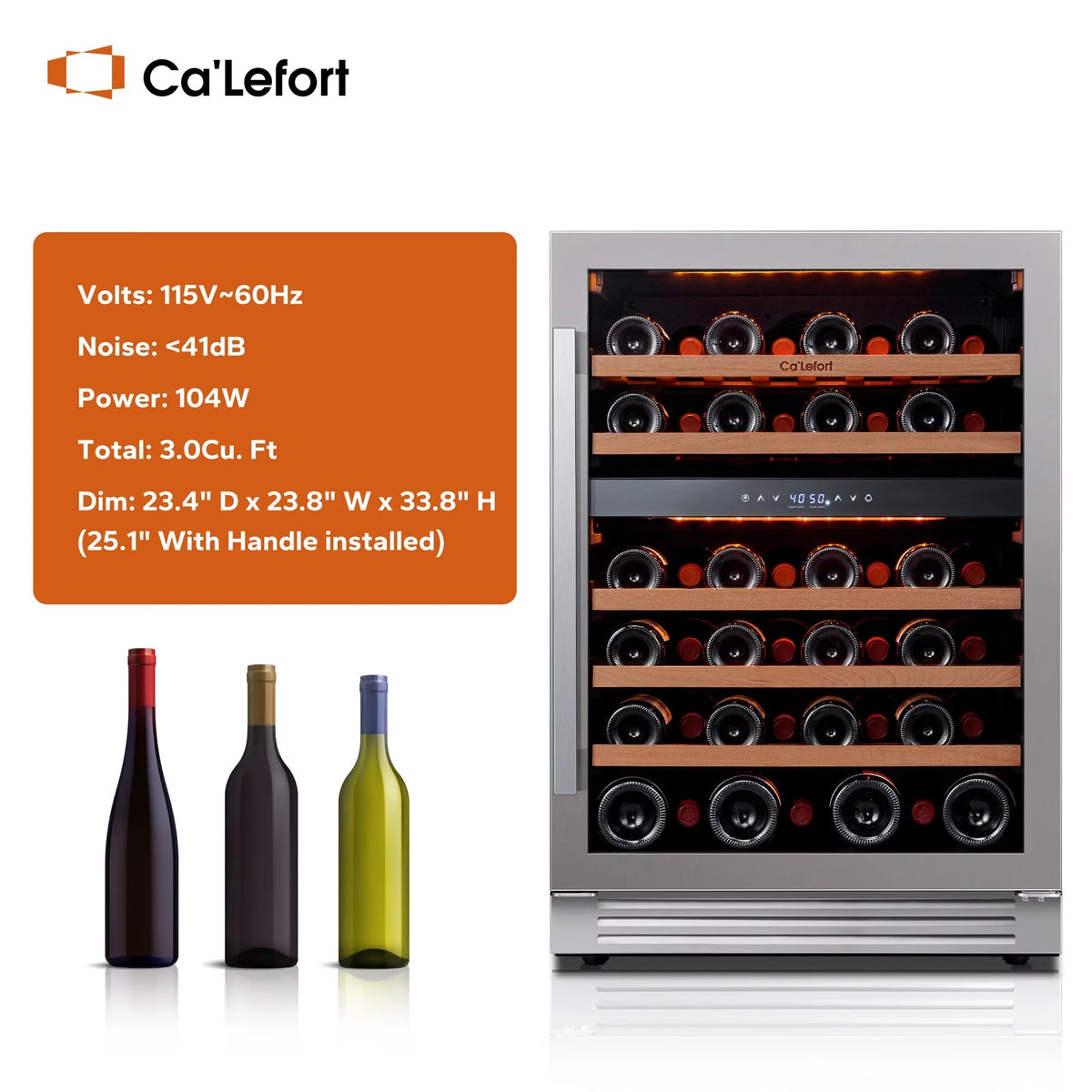 24 inch 46 Bottle Stainless Steel Wine Cooler Refrigerator R8490