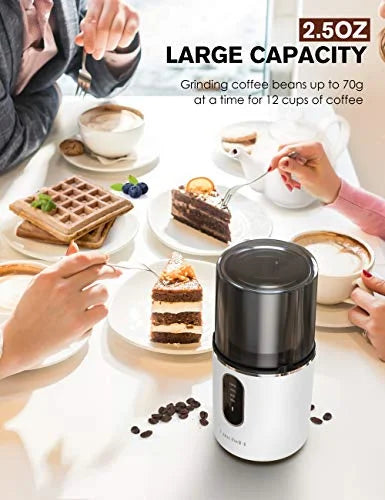 Cordless Electric Coffee Grinder with Stainless Steel Blade and Removable Bowl N798