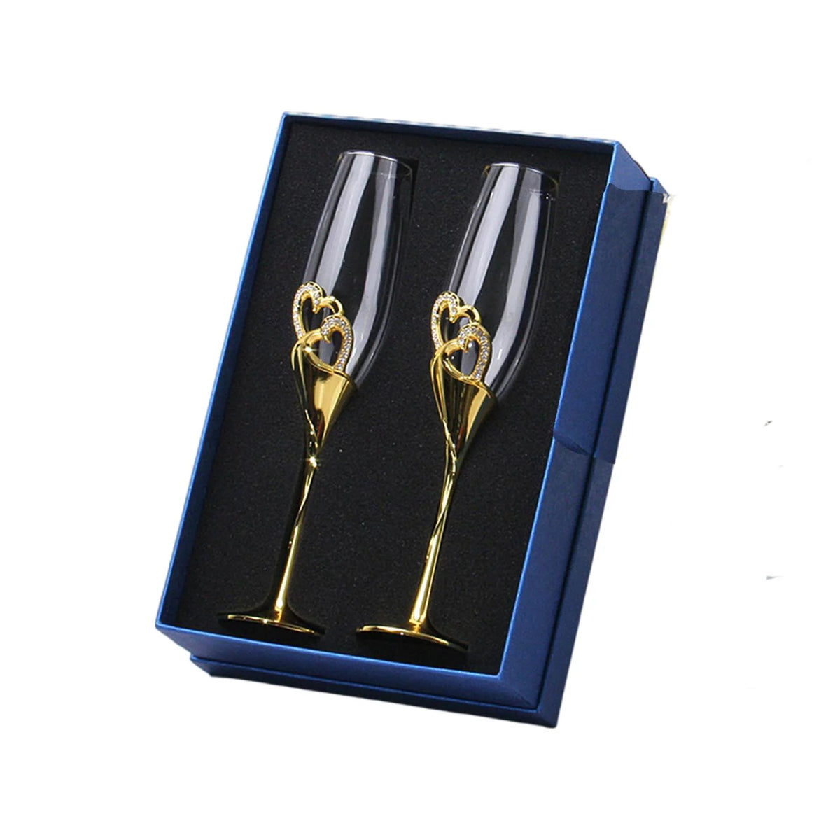 Champagne Flutes Glass Set of 2 Hand Blown Crystal R135