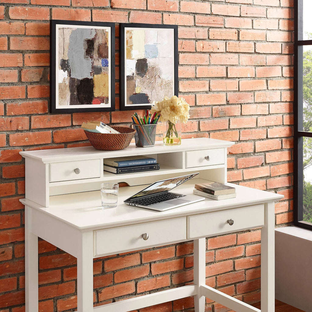 White Writing Desk with Hutch U647