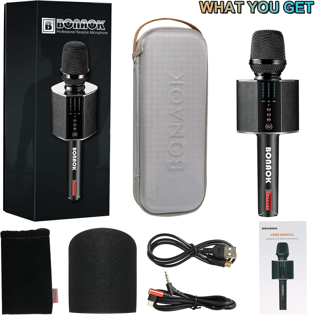 Black Wireless Bluetooth Karaoke Microphone F3535