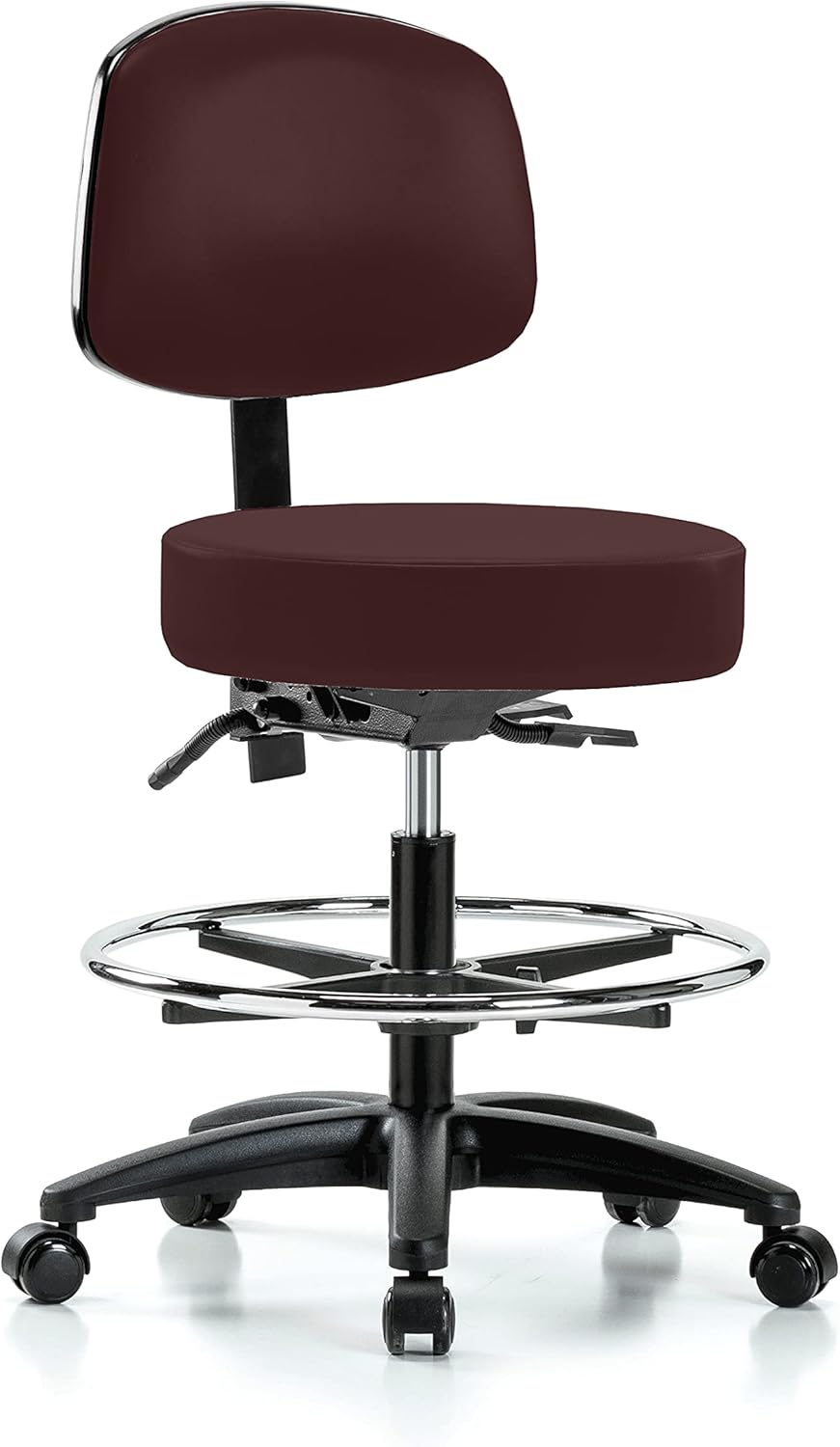 Black Vinyl Rolling Adjustable Doctor's Stool with Back A6989
