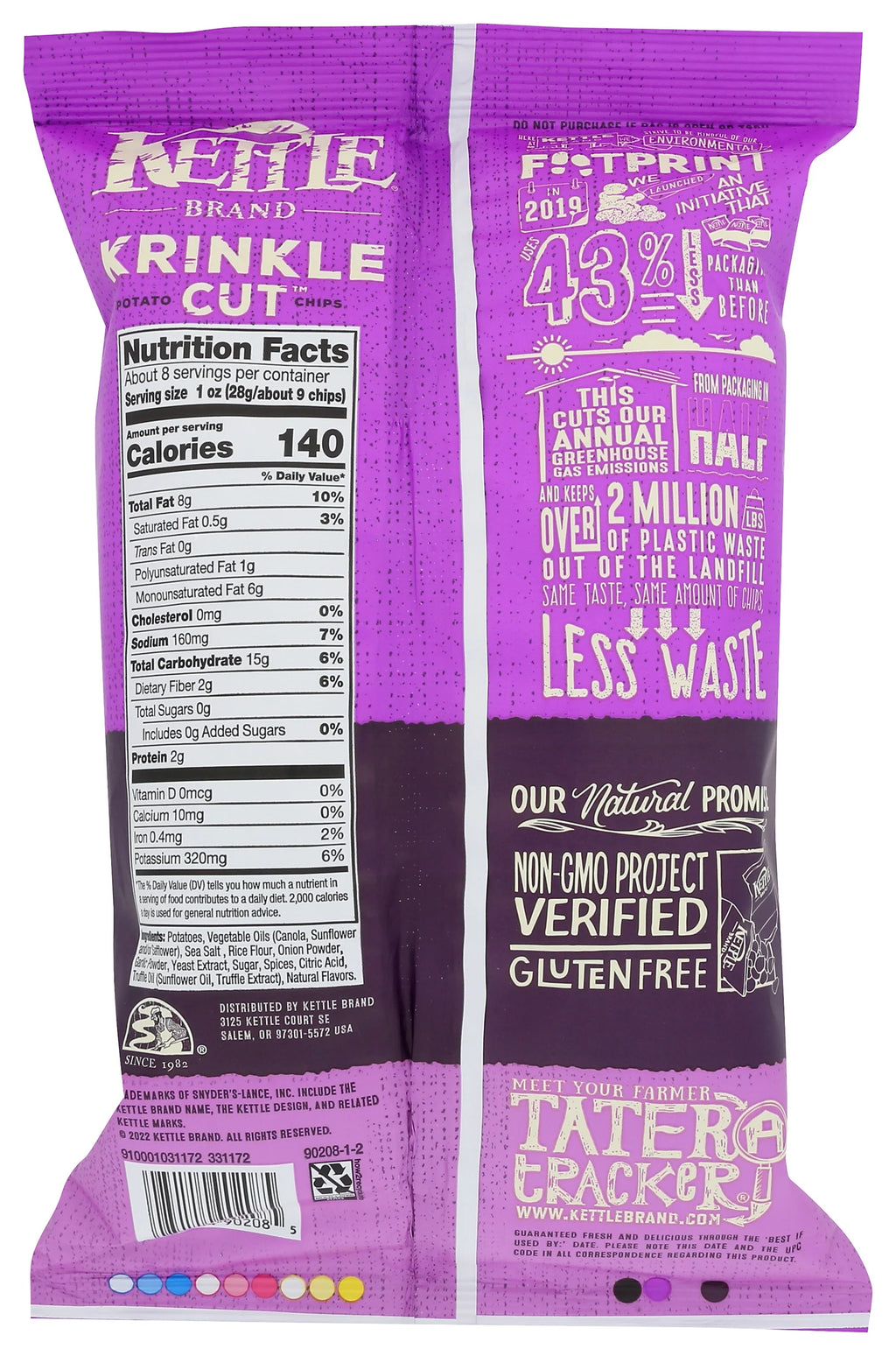 Kettle Cooked Potato Chips Truffle Oil and Sea Salt 7.5 Ounce Pack Of 12 U245549