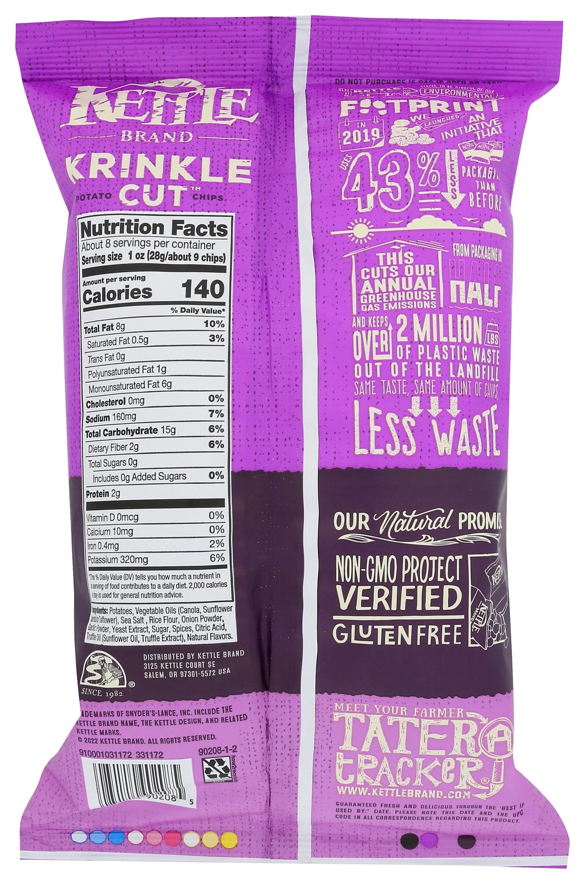 Kettle Cooked Potato Chips Truffle Oil and Sea Salt 7.5 Ounce Pack Of 12 U245549