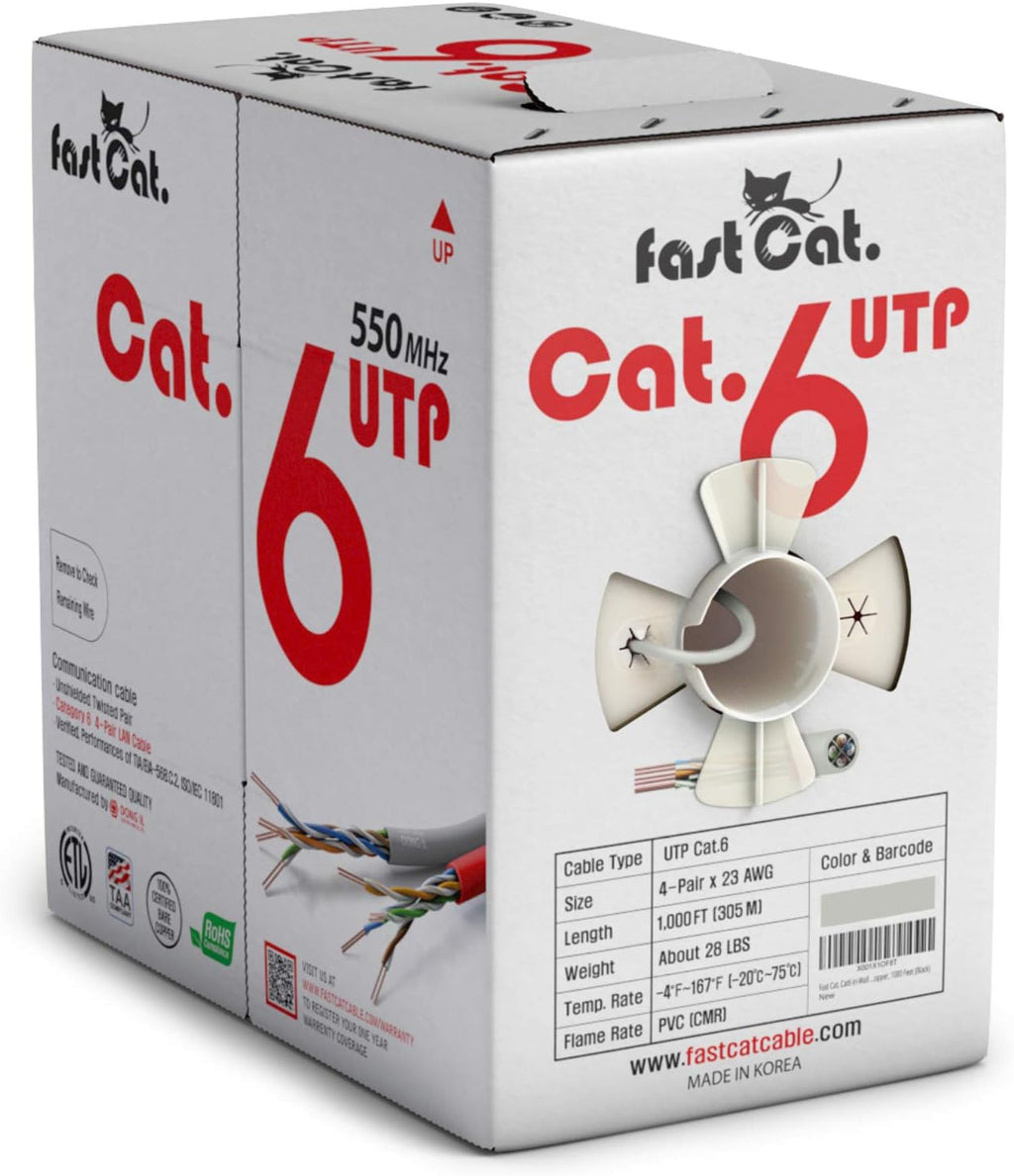 Cat6 Ethernet Cable 1000ft 23 AWG Solid Bare Copper Blue G170987