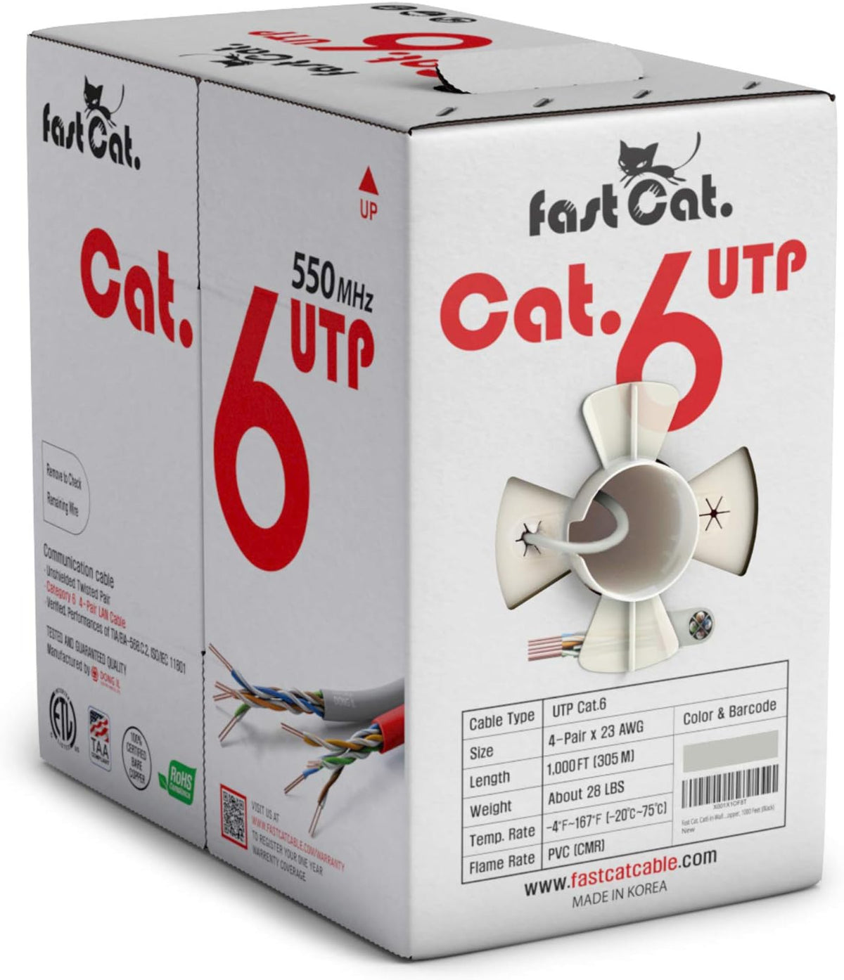 Cat6 Ethernet Cable 1000ft 23 AWG Solid Bare Copper Blue G170987