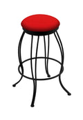 Swivel Bar Stool with Black Wrinkle Finish and Canter Red Seat H5106