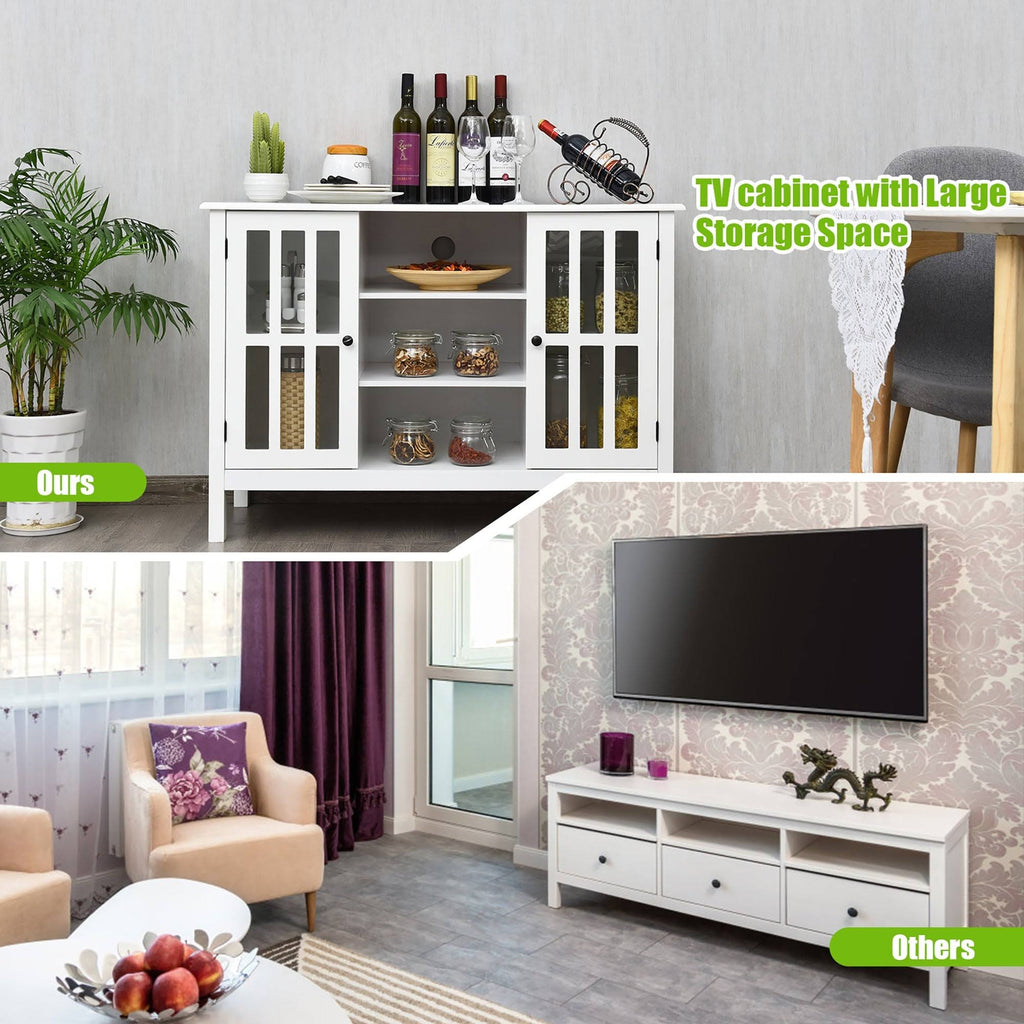 White Wood TV Stand with Storage Cabinet I37632