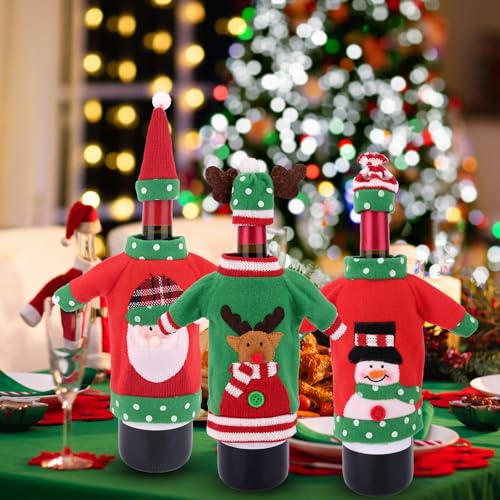 Knit Christmas Wine Bottle Covers V31057