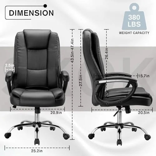 Black Height Adjustable PU Leather Ergonomic Office Chair R8503