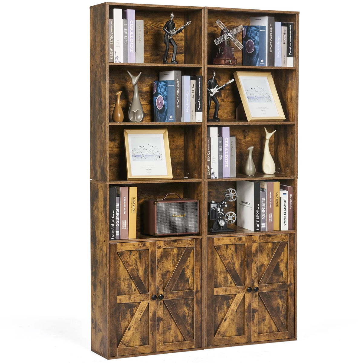 6 Shelf 71in Tall Bookcase with Doors A9340