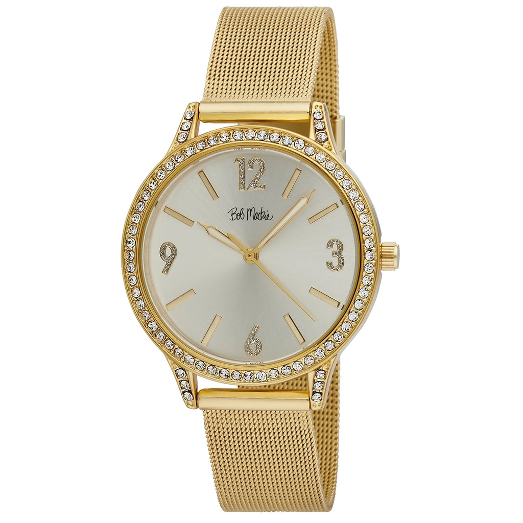 Gold Crystal Bezel Mesh Strap Watch B691173