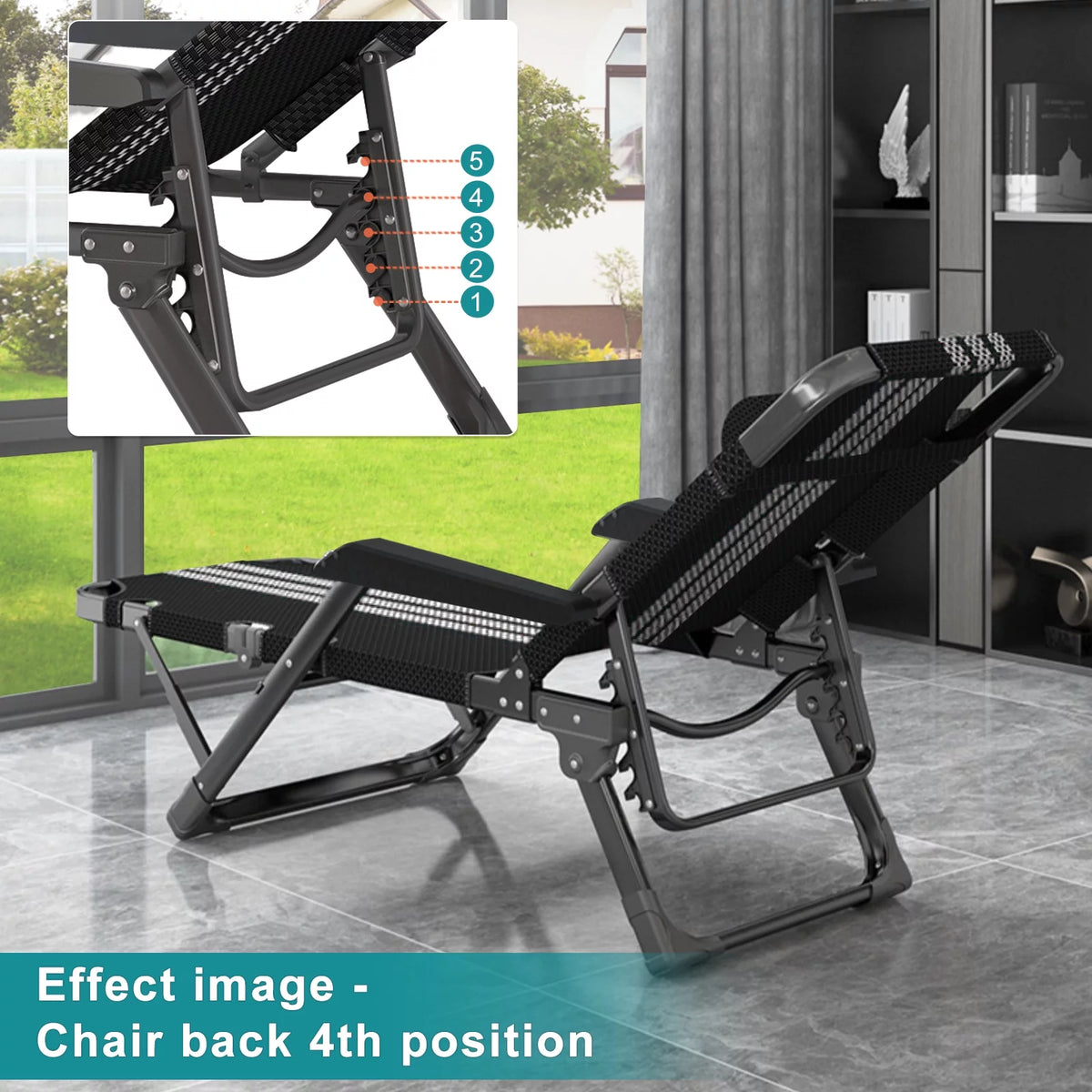 Gray Adjustable Folding Lounge Chair with Pillow Y64161