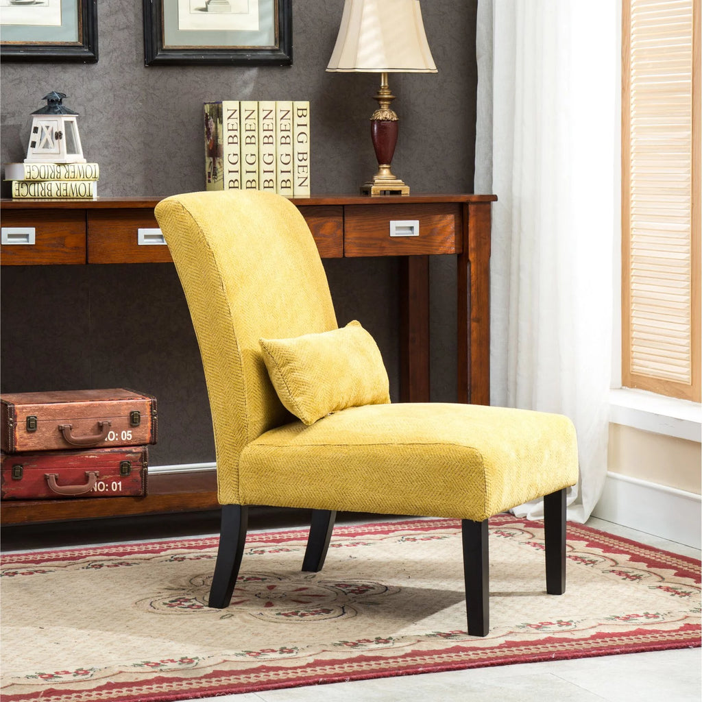 Fabric Armless Accent Chair with Kidney Pillow X4502