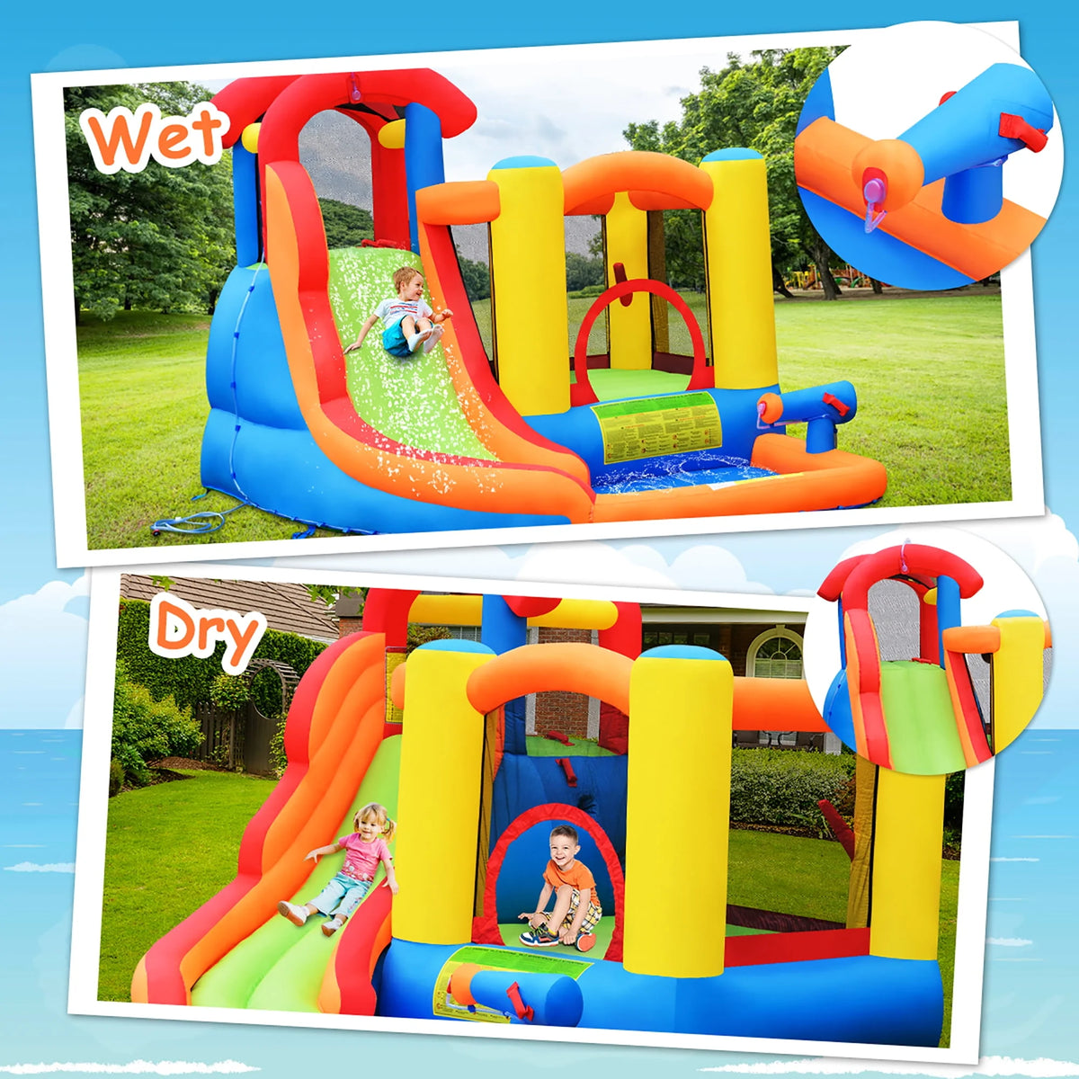 Inflatable Bounce House Water Slide with Splash Pool V8718