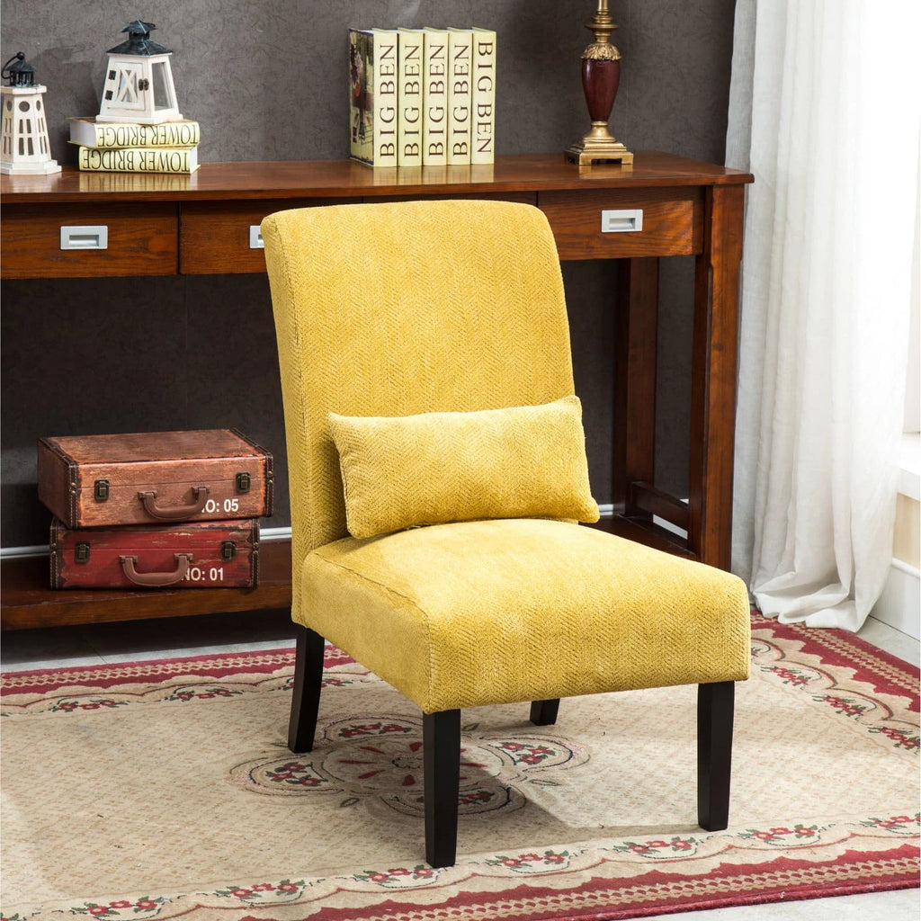 Fabric Armless Accent Chair with Kidney Pillow X4502