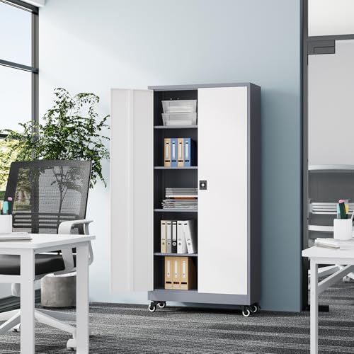 White Metal Rolling Storage Cabinet V63249