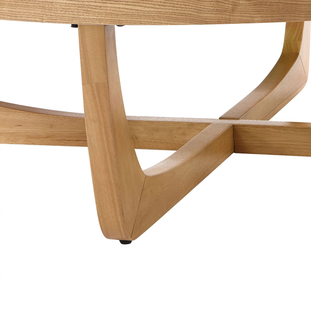 Rattan & Glass Coffee Table with Solid Wood Frame X5204
