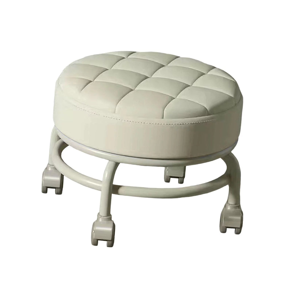 Beige Round Rolling Swivel Stool B60488