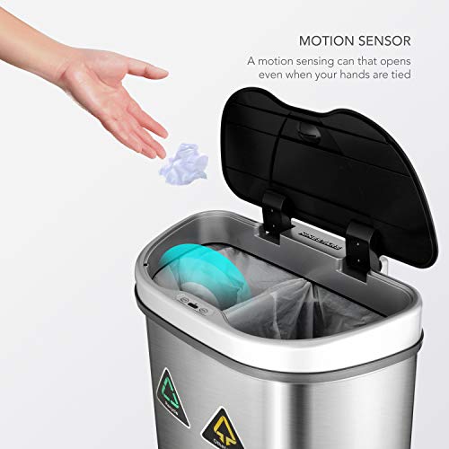 Automatic Touchless Motion Sensor 18.5 Gal. Stainless Steel Trash Can O5592