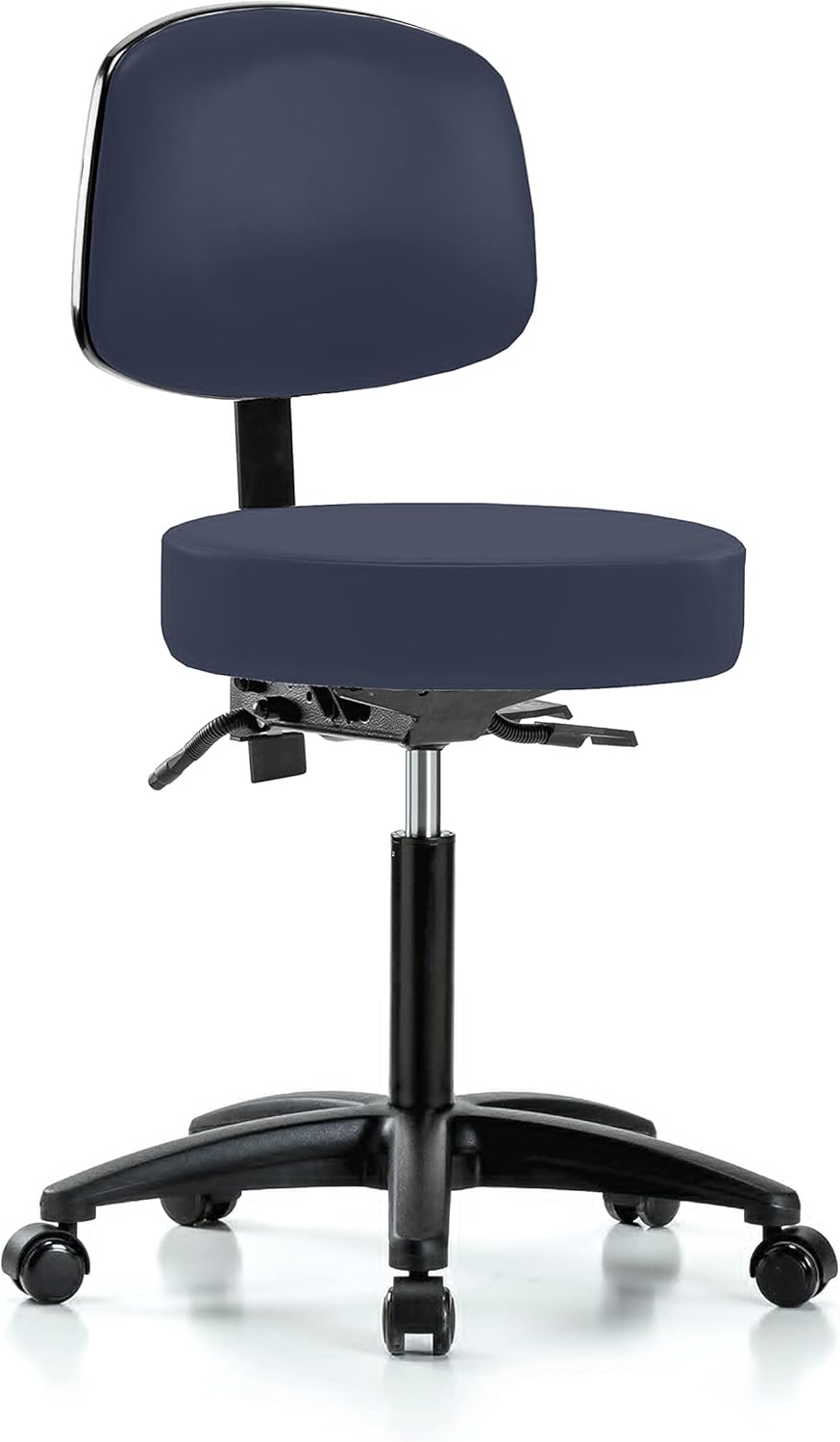 Black Vinyl Rolling Adjustable Doctor's Stool with Back A6989