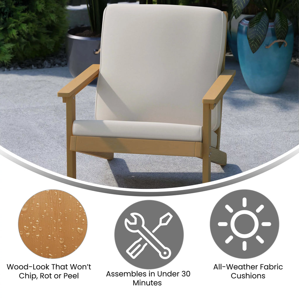 All-Weather Poly Resin Adirondack Chair with Cushions K416657