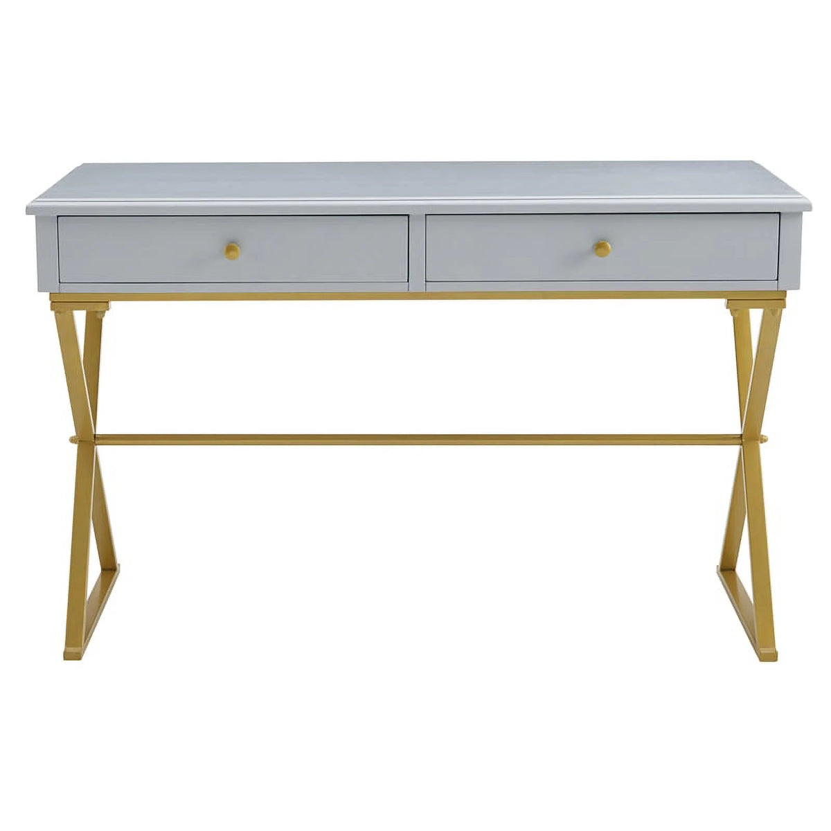 Gray Two Drawer Wood and Metal Desk X9760