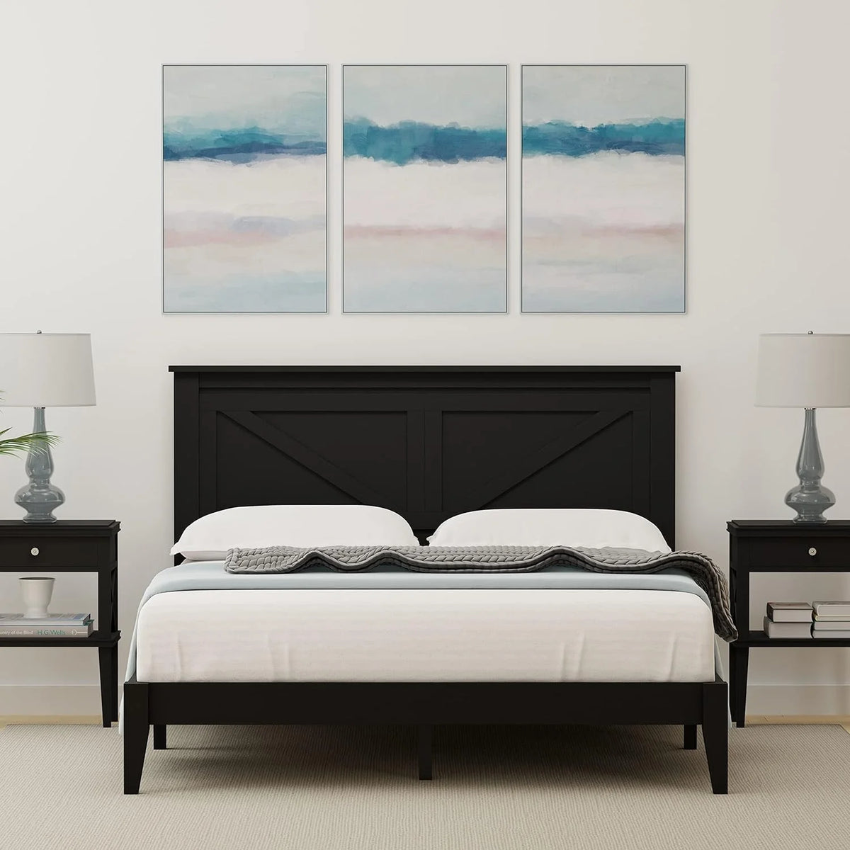 Queen Size Solid Wood Platform Bed Q693721