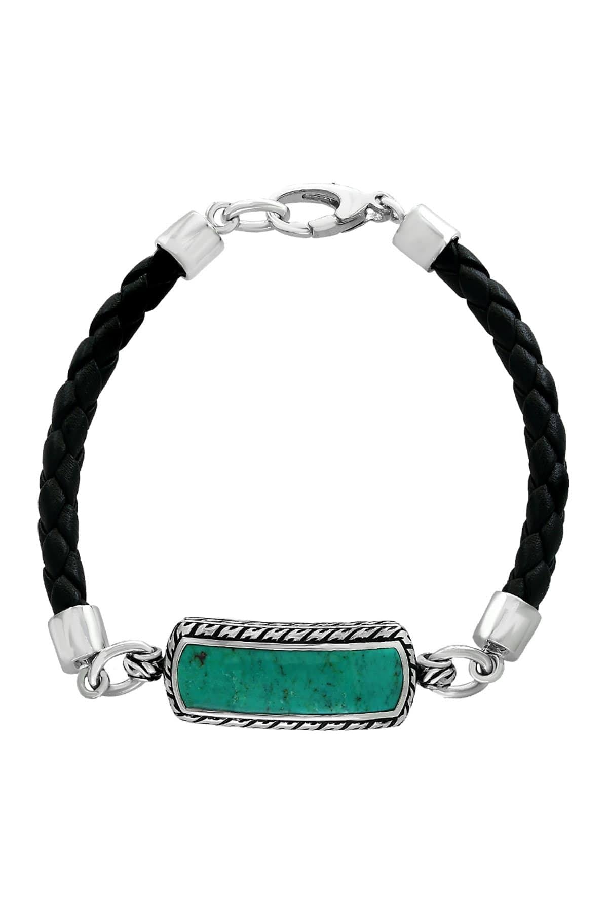Men's Leather & Sterling Silver Bracelet T8171
